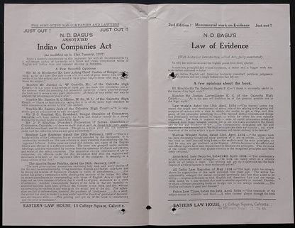AOP India Eastern Law House, Calcutta Feb 1937 Book List
