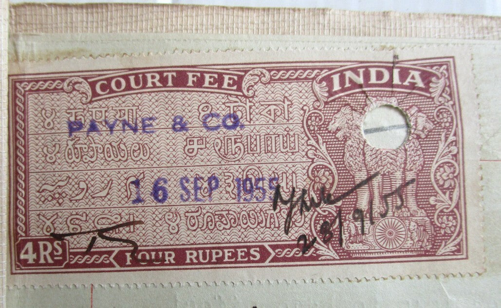 India 1955 Declaration document with Special Adhesive Large Capital 3R, etc