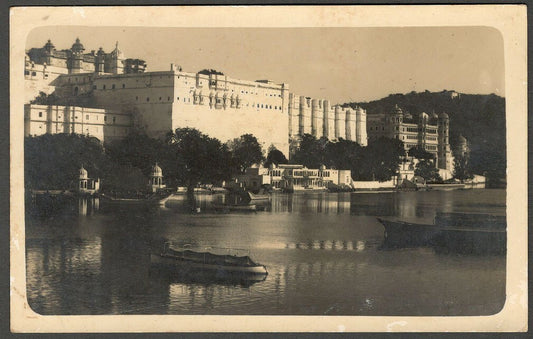 AOP India vintage rppc real photo postcard LAKE PALACE, UDAIPUR