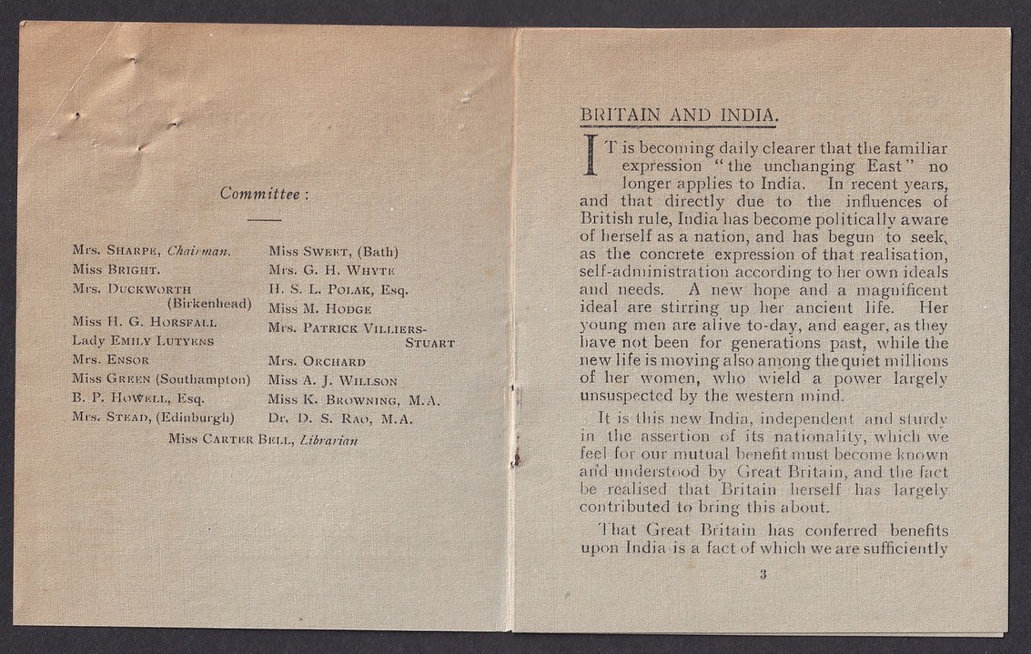 BRITAIN & INDIA Association for the Study of Mutual Interests booklet etc c.1929