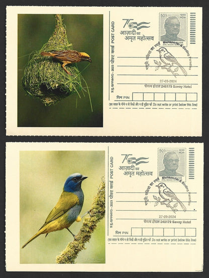 India 2024 Birding Paradise Savoy Hotel postmarks on cards NESTING BIRDS (7)