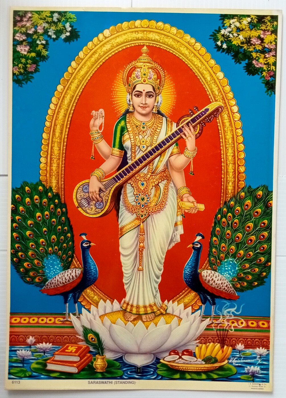 AOP India SARASWATHI(Standing) Hindu God Poster J.B.KHANNA & Co. 49cm x 34cm R