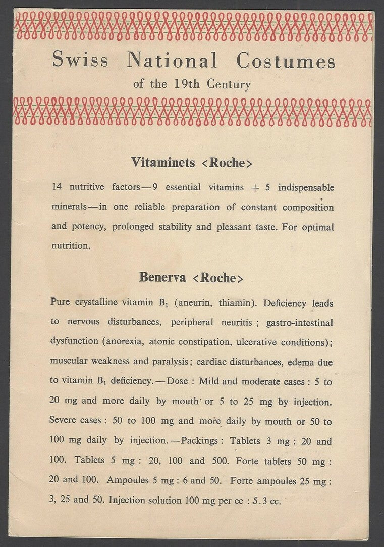 India 1950s-60s advertisement folder of ROCHE with Swiss Costumes