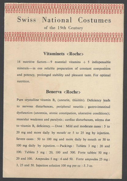 India 1950s-60s advertisement folder of ROCHE with Swiss Costumes