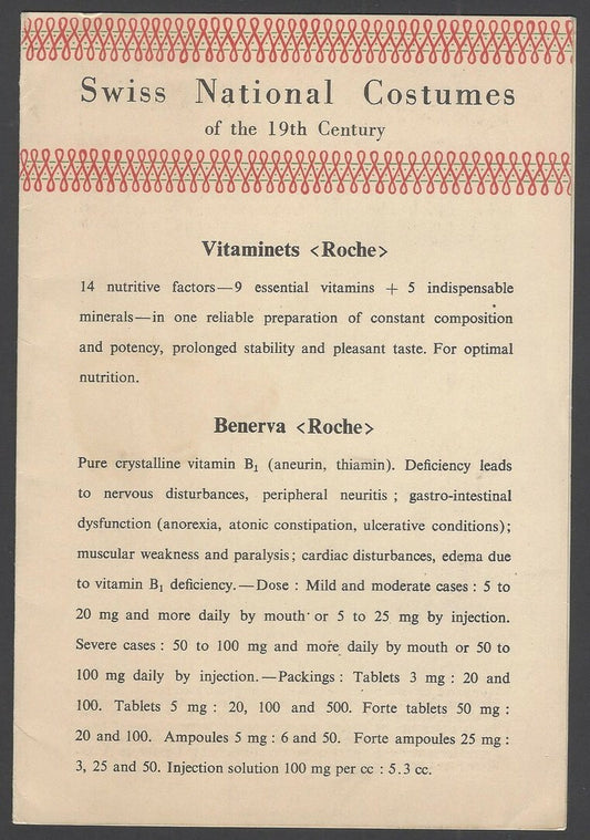 India 1950s-60s advertisement folder of ROCHE with Swiss Costumes