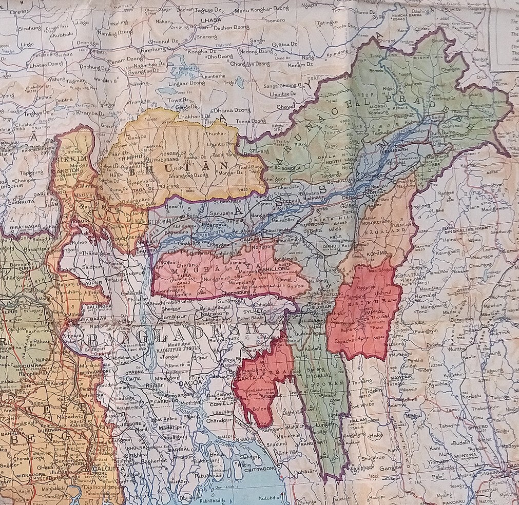 Survey of India 1972 large canvas map India & Adjacent Countries 64" x 72"