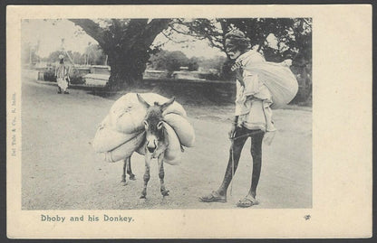 India vintage postcard Dhoby and his Donkey