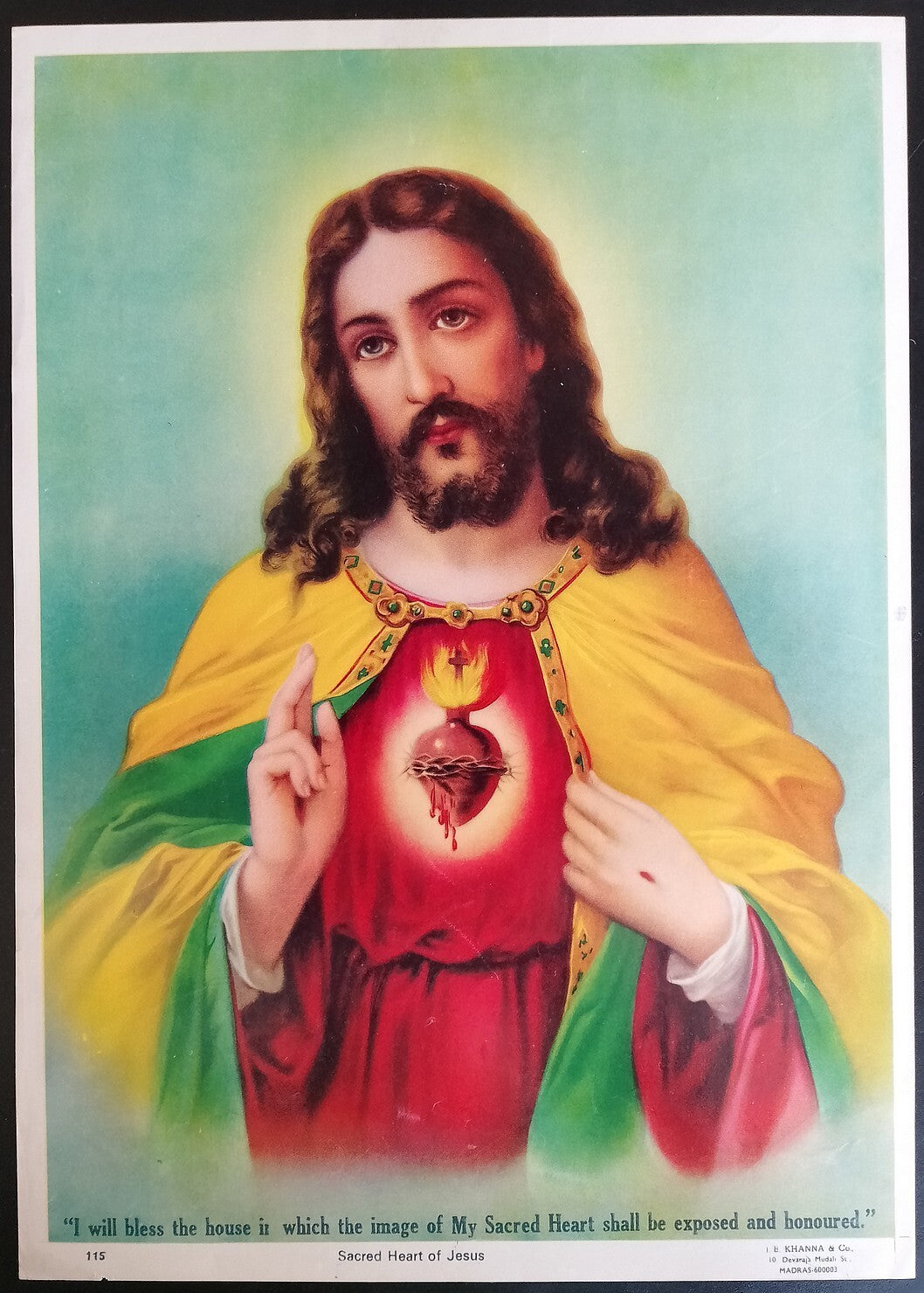 AOP India vintage poster JESUS by J.B. KHANNA & Co. 10"x19" inches