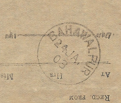 India 1902 telegram cancelled sc BAHAWALPUR + envelope