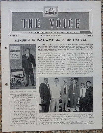 India THE VOICE March 1964 HMV Magazine - Yehudi Menuhin