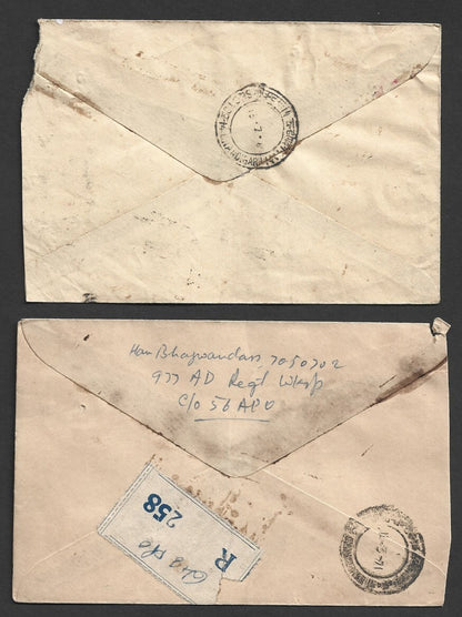 India 1960s-70s Military registered FPO (Field Post Office) covers (12)