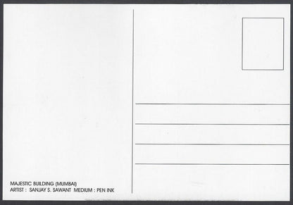 AOP India BOMBAY sketch postcard MAJESTIC BUILDING