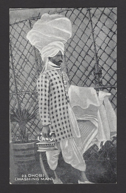 India vintage postcard DHOBI (WASHING MAN) Pub. D C Mehra, Cherat Hill