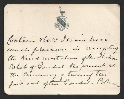 AOP India 1887 crested card