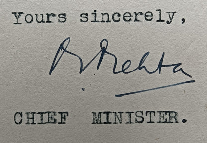 India 1945 crested letter BANSWARA STATE / RAJPUANA signed Chief Minister
