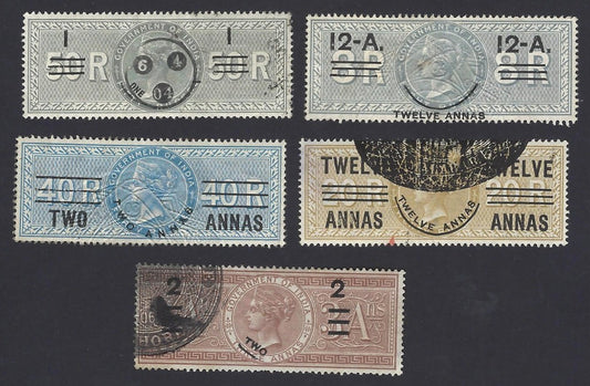 India QV 1903 Special Adhesive provisionals 5v used