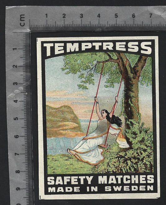 (AOP) India vintage large matchbox label TEMPTRESS (MOHINI)