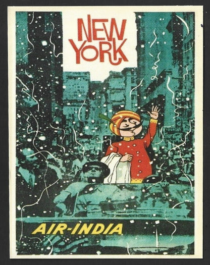 AIR INDIA NEW YORK reprinted postcard