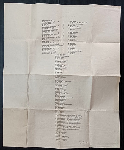 1921 Duke of Connaught INDIA VISIT 8th Feb 1921 Dinner Table Plan 34x42cm