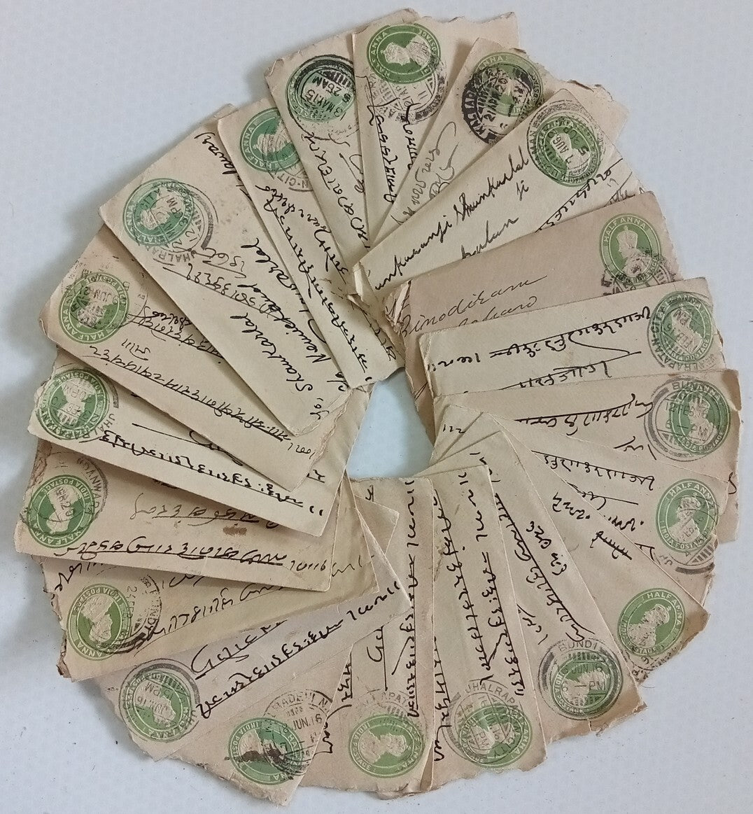AOP India KGV 1/2a green envelopes x 100 selected for condition WHOLESALE