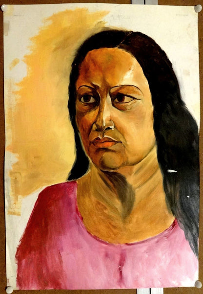 India modern oil painting FACES OF INDIA #1 by Rajwant Kaur Sandhu 14 x 21” zaz