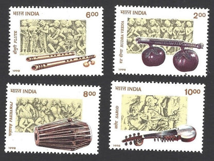 India 1998 Musical Instruments 4v set MNH