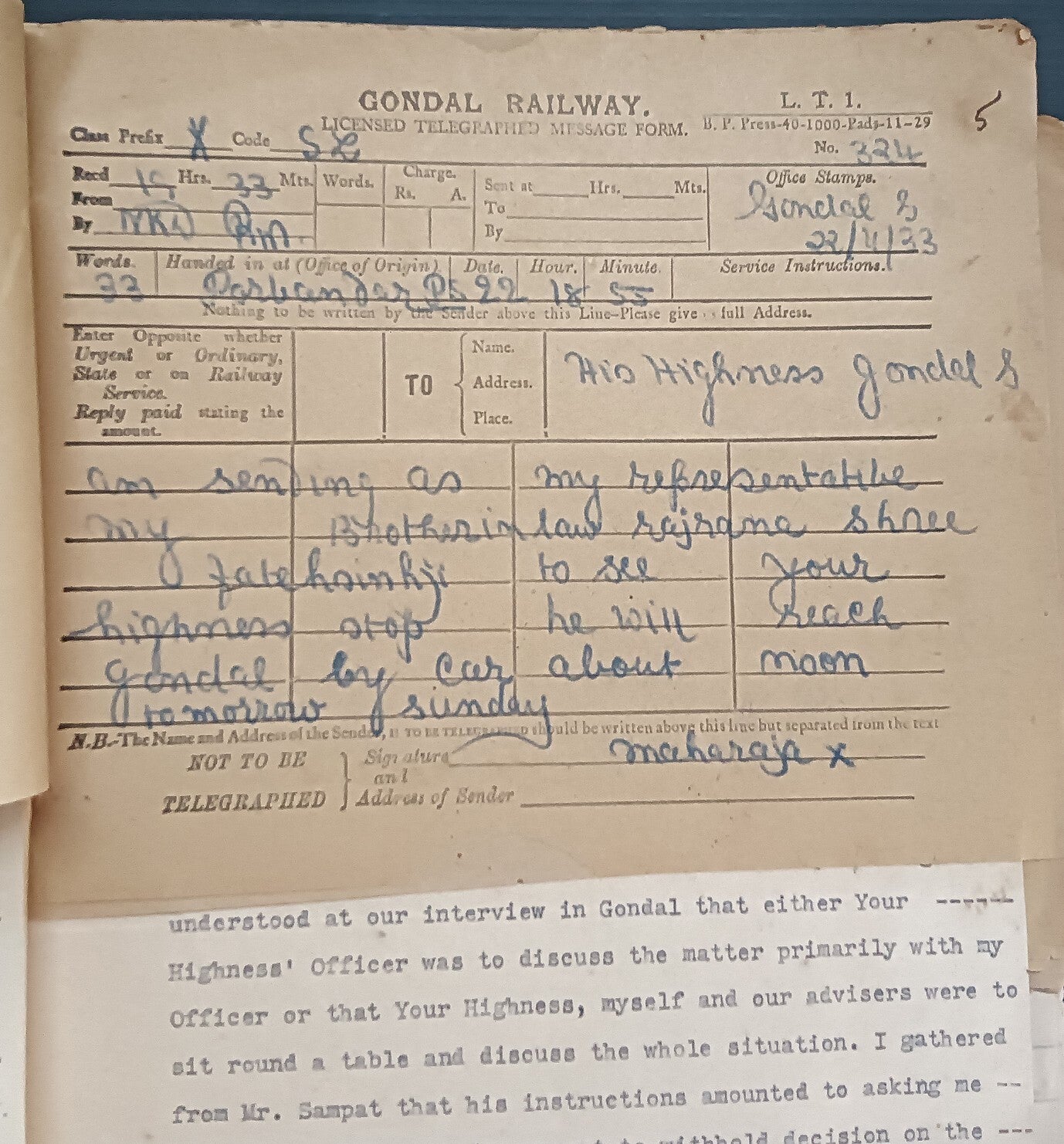 India 1933 Gondal Porbandar Dispute correspondence incl. 20 signed by Maharajas