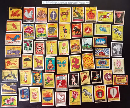 Collection of vintage matchbox labels India unusual graphics 900+ different
