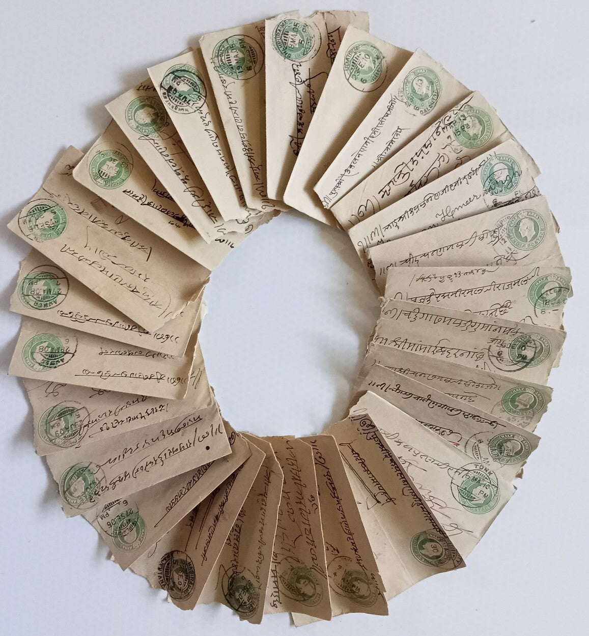 India KEdVII 1/2a green envelopes x 100 selected for condition WHOLESALE