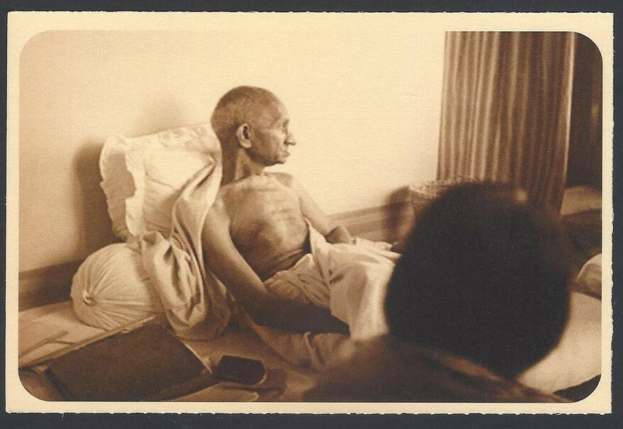 AOP India full back pictorial 50p Gandhi postal card GANDH