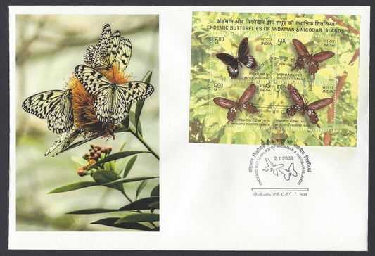 India 2010 Butterflies minisheet FDC