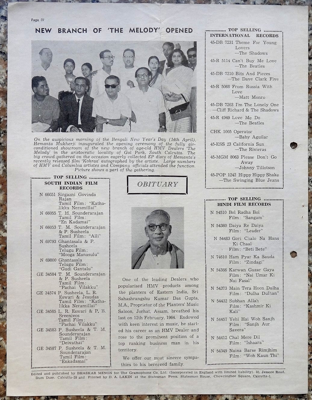 India THE VOICE May 1964 HMV Magazine - Gurudev Rabindranath Tagore