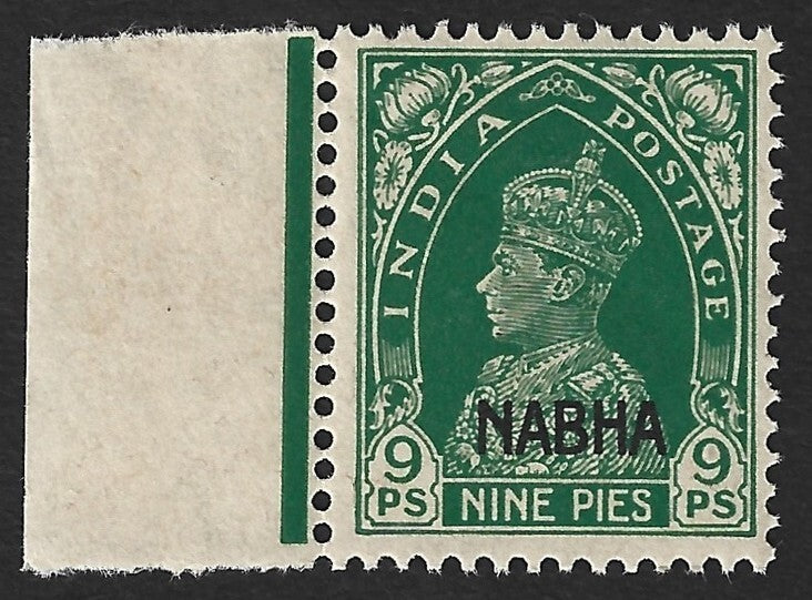 India Nabha State KGVI 1941-45 9p green MNH block of 4 SG 97 £12