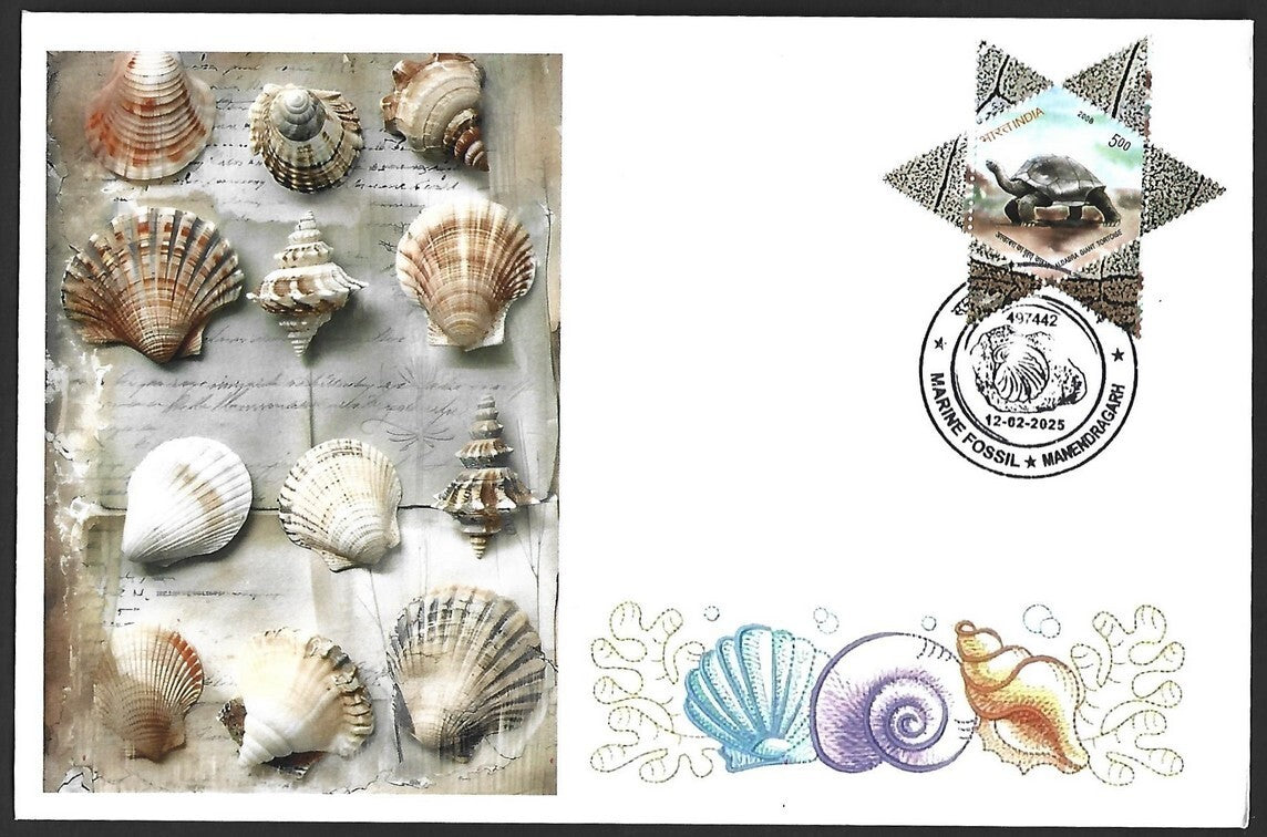 India 2025 MARINE FOSSIL (Sea Shells), Mahendragarh Special cover