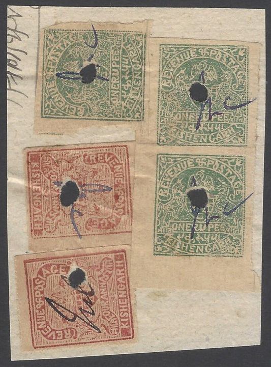 AOP India Kishangarh State revenue stamps on piece