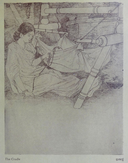 The Cradle by Kanu Desai vintage Print India