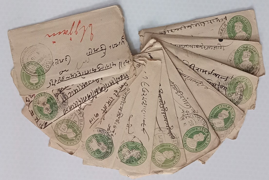 AOP India KGV 1/2a green envelopes x 100 selected for condition WHOLESALE