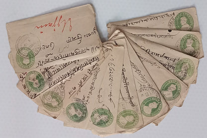 AOP India KGV 1/2a green envelopes x 100 selected for condition WHOLESALE