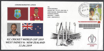 AOP India 2019 CRICKET World Cup West Indies vs New Zealand Special cover