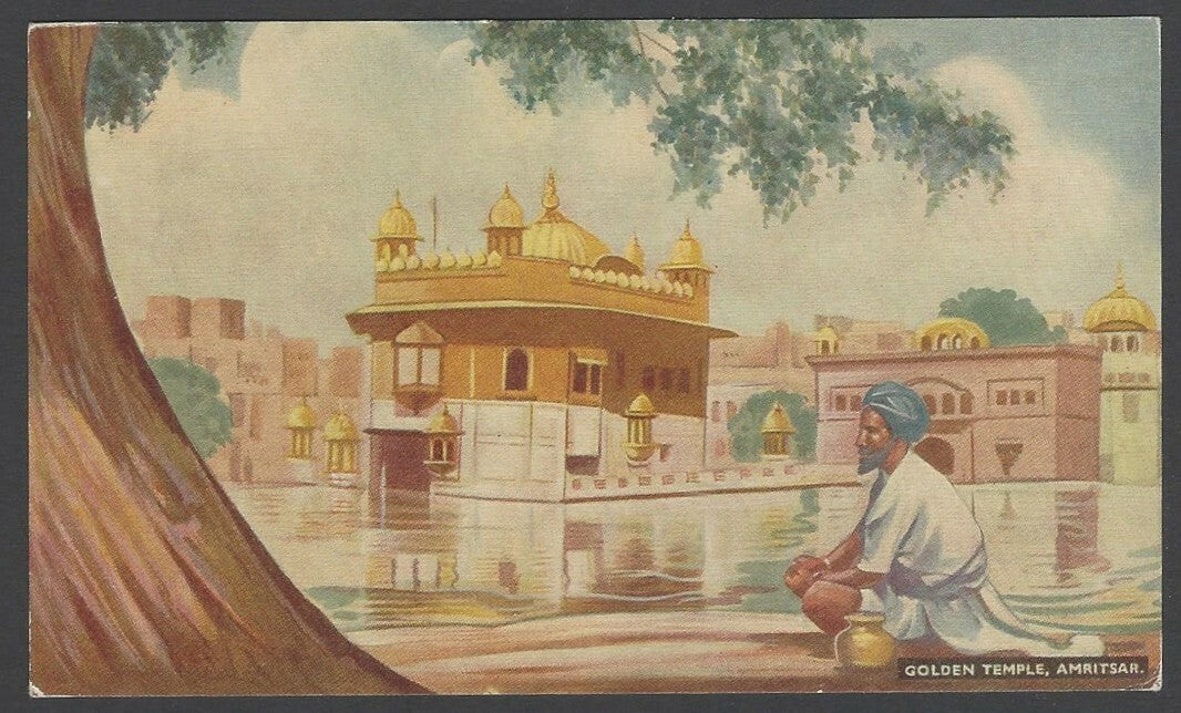 India vintage plain back coloured postcard Golden Temple
