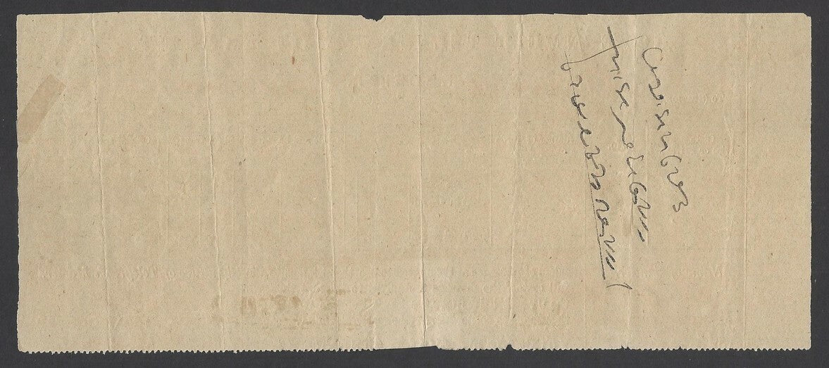 India May 1869 telegraph receipt with QV telegraph stamps 1R Die 2 early use