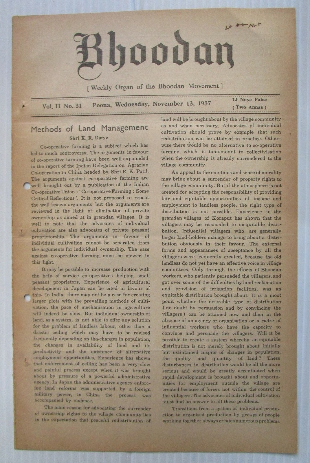BHOODAN Weekly of the Bhoodan Movement India 1957 issues (27)
