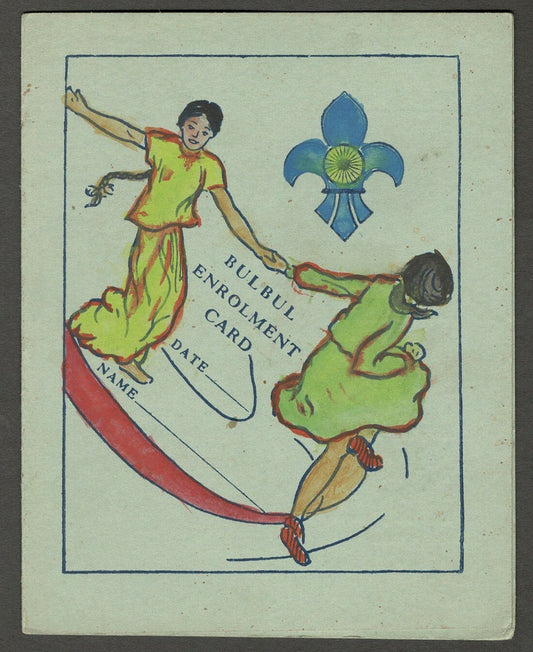 AOP India Girl Guides vintage Enrollment Card handpainted unused