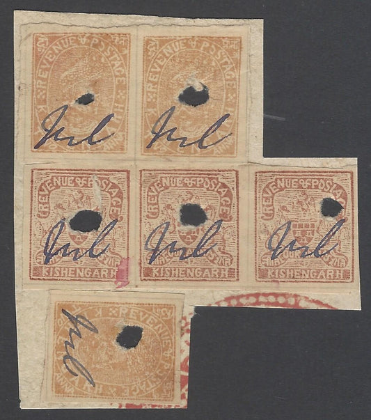 AOP India Kishangarh State revenue stamps on piece