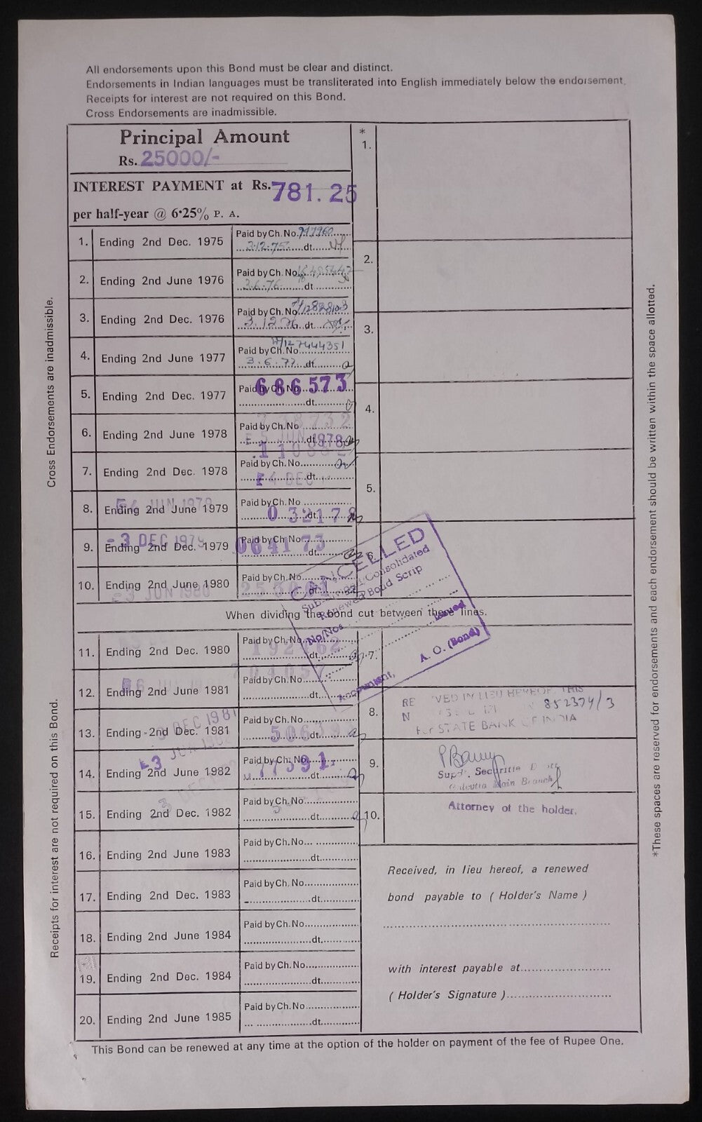 India West Bengal State Electricity Board 1984-8 BONDS upto 100000 (11)