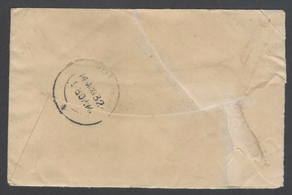 AOPIMT GB Great Britain KGV King George V 6d on 1932 cover to Kota State India 