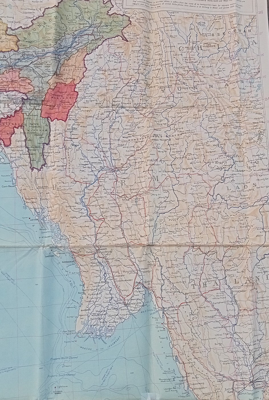 Survey of India 1972 large canvas map India & Adjacent Countries 64" x 72"