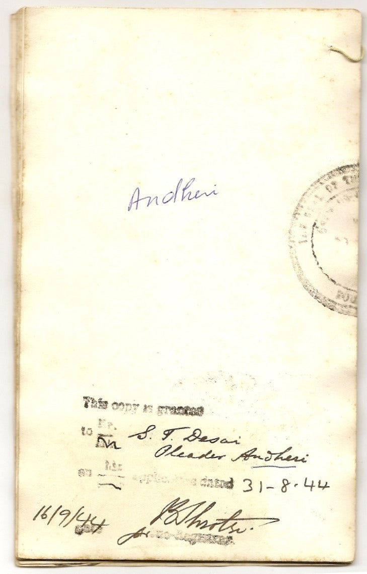 India 1944 photo doc Shaporji P Mistry mortgage DN Rd property to Naoraji Wadia