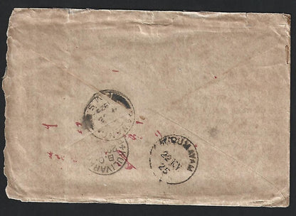 Malaya 1925 unpaid cover from India to RAWANG with postage due mark