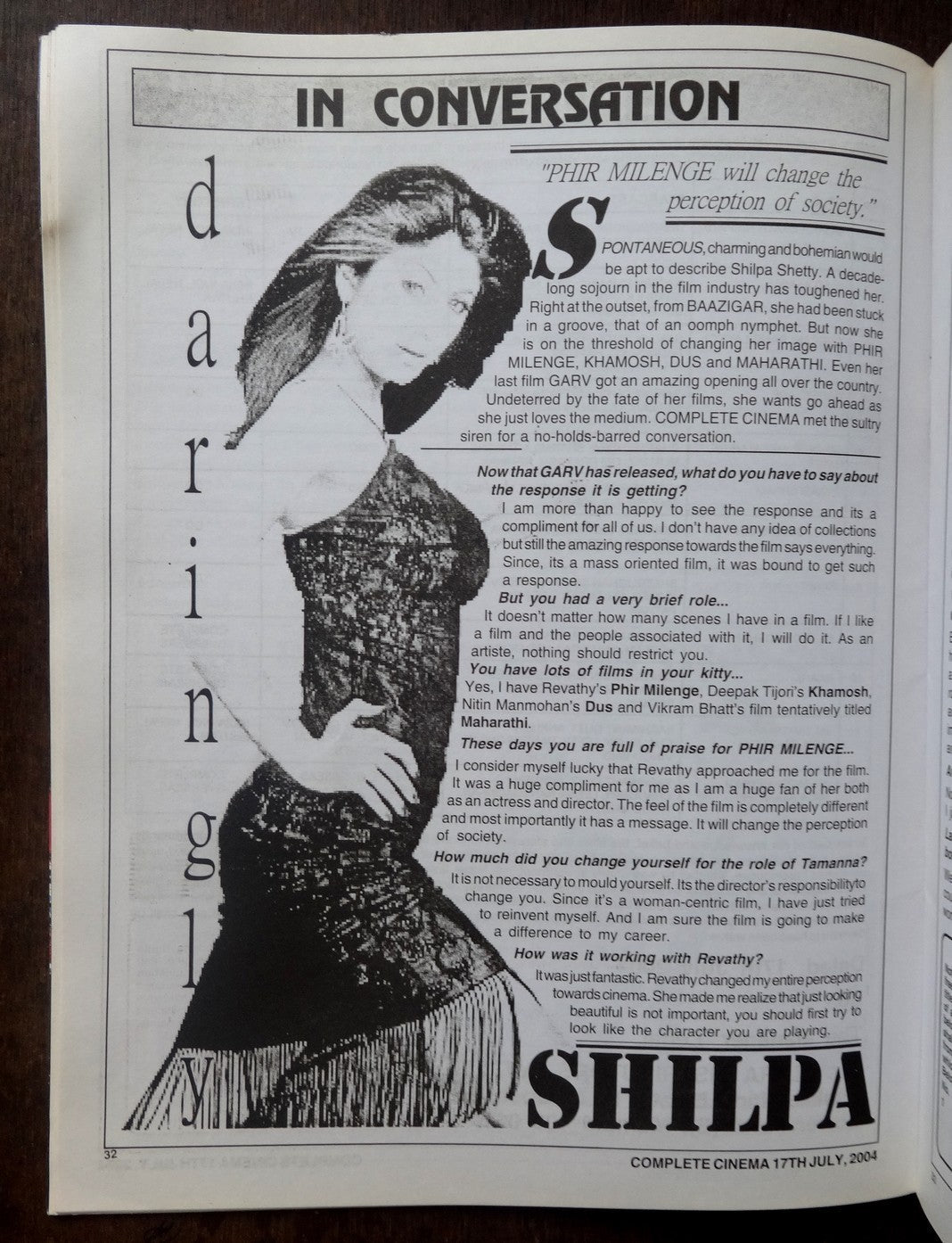Bollywood Trade magazine COMPLETE CINEMA 17th July 2004 - SHABNAM MOUSI cover